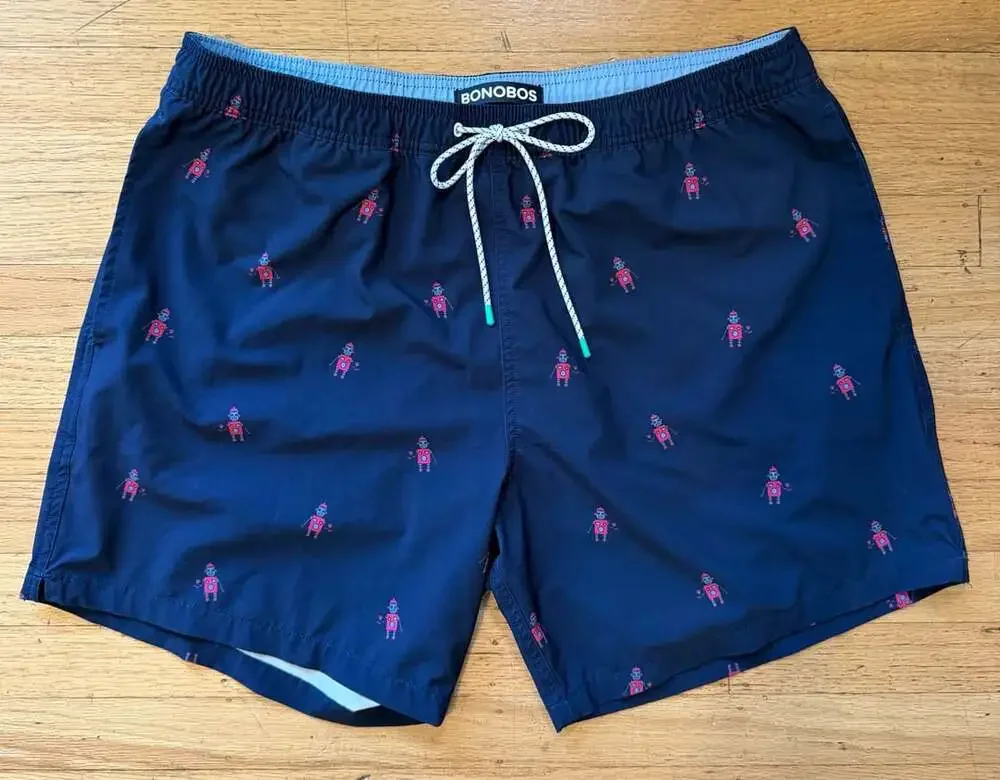 Bonobos Men’s XL Swim Trunks Navy Blue Robot Board Shorts